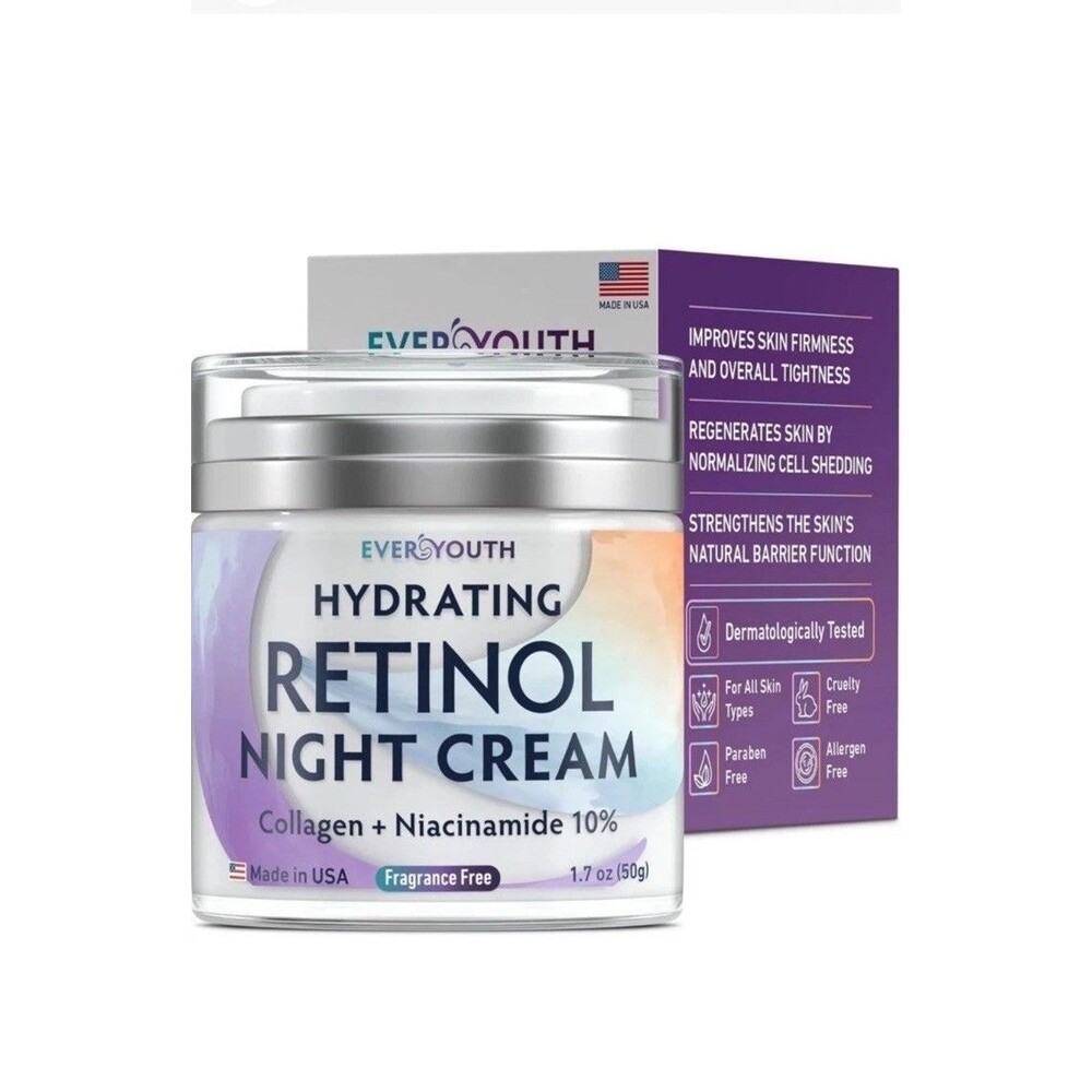 Hydrating Retinol Night Cream Face Moisturizer Collagen Niacinamide anti Wrinkle